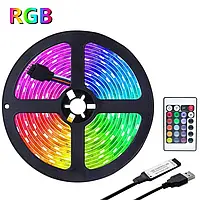 Умная светодиодная лента с пультом TV LED Strip CB-5050 RGB USB 5 метров, разноцветная диодная лента