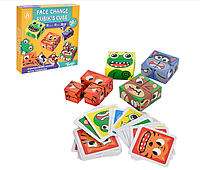 Логическа игра Эмоции зверят, деревяные кубики пазлы для детей от 3х лет. MD1744