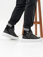 Чорні шкіряні черевики з білою підошвою розмір 43