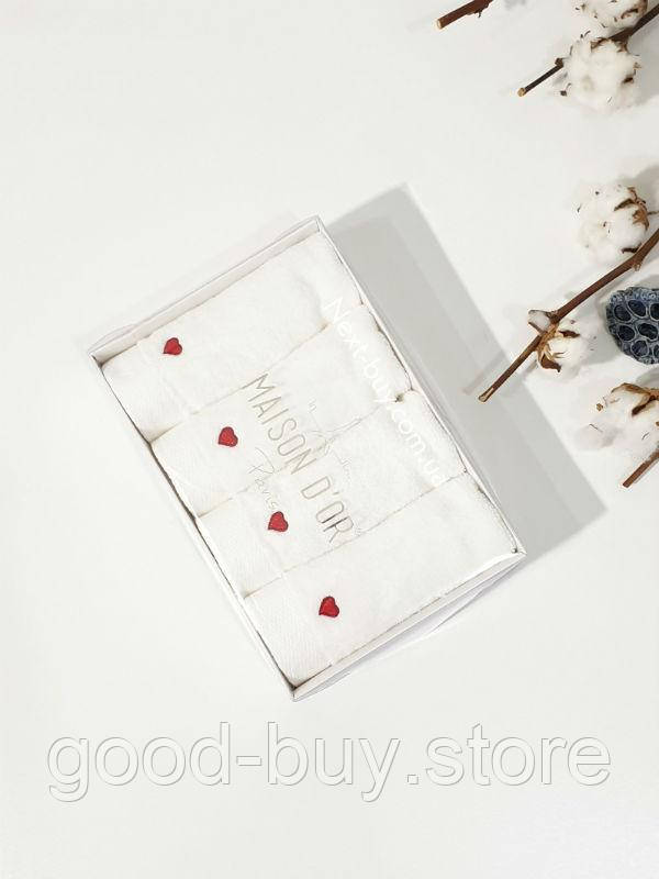 Maison Dor Micro Cotton Soft Embroidery набір бавовняних рушників 4шт white-red