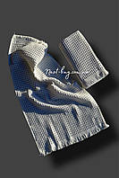 Набор хлопковых плетеных полотенец Luppura white для бани и лица 70х140см и 50х90см