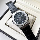 Чоловічий годинник Hublot Classic Fusion Chronograph Black ААА кварцовий хронограф на шкіряному ремінці з календарем, фото 6