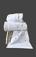Набор махровых полотенец Maison D'or Reve de Papillon white-blue 3шт. хлопок