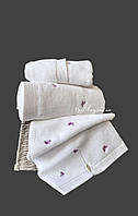 Набор махровых полотенец Maison D'or Reve de Papillon white-lilac 3шт. хлопок