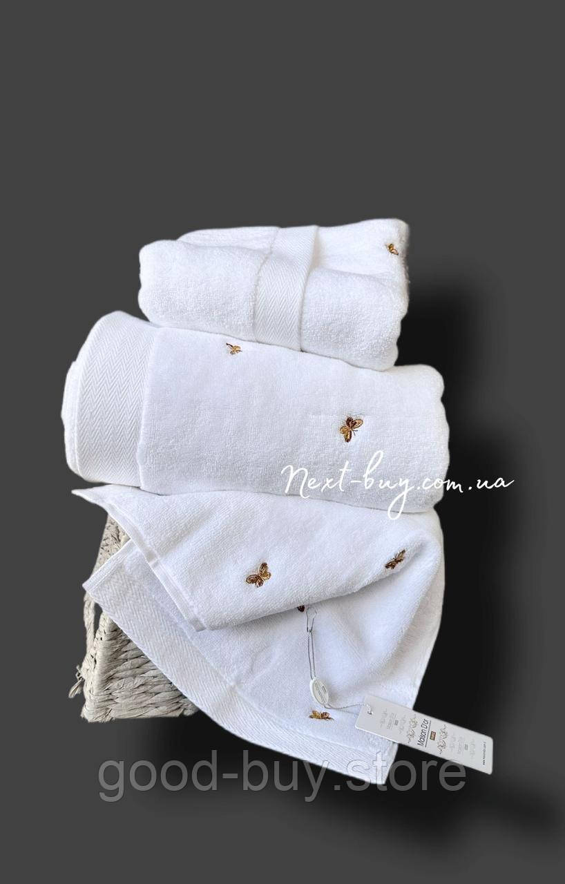 Набір махрових рушників Maison Dor Reve de Papillon white-brown 3шт. бавовна