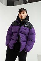 Мужская зимняя куртка The North Face оверсайз фиолетовая до -25*С с потайным капюшоном Пуховик Зе Норд Фейс