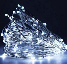 Гирлянда крапля роси 10 м 100Led на батарейках White
