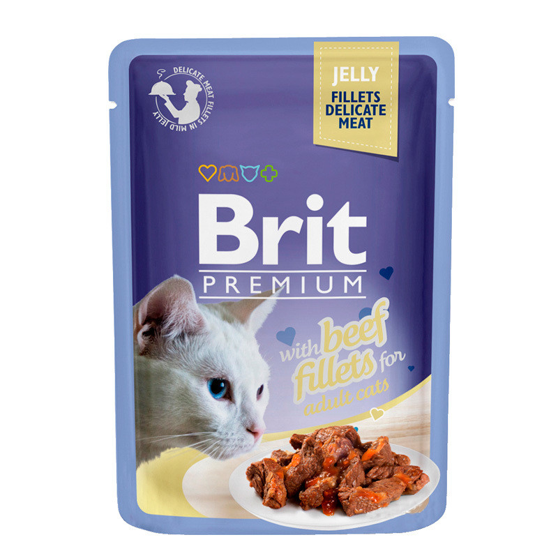 Brit Premium Cat pouch филе говядины в желе 85г - фото 1 - id-p2026396315