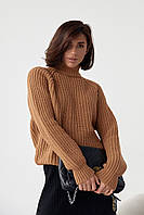 Жіночий светр із рукавами-регланами колір коричневий розмір L FL_000901
