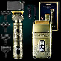 Электробритва аккумуляторная Шейвер + тример с насадками VGR V 649-набор для стрижки волос-Professional