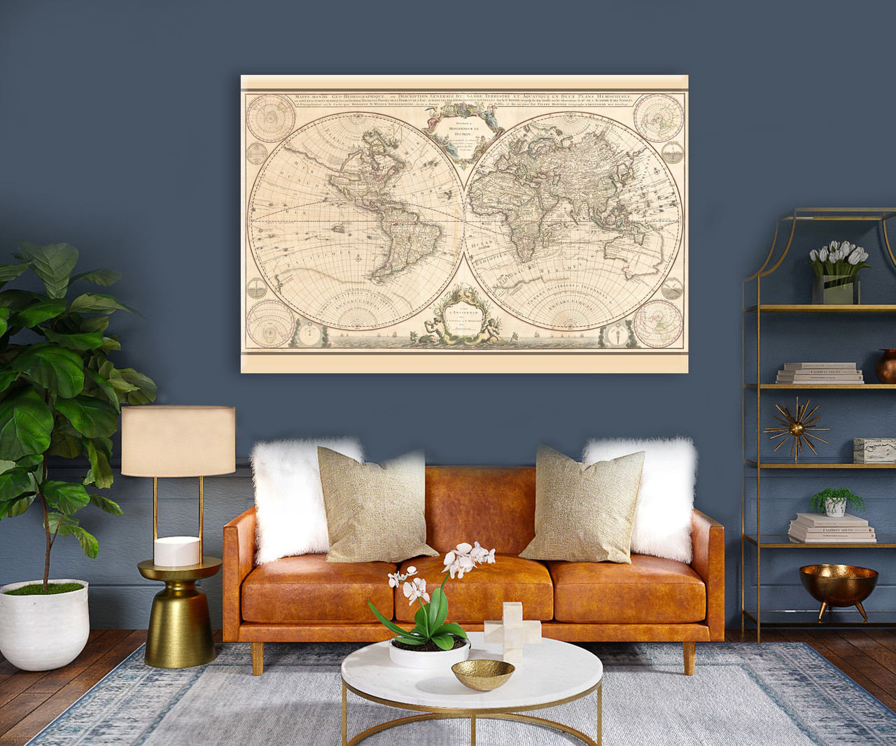 Оригінальна картина в офісі старовинні карти світу. Стильний подарунок директору, колезі.