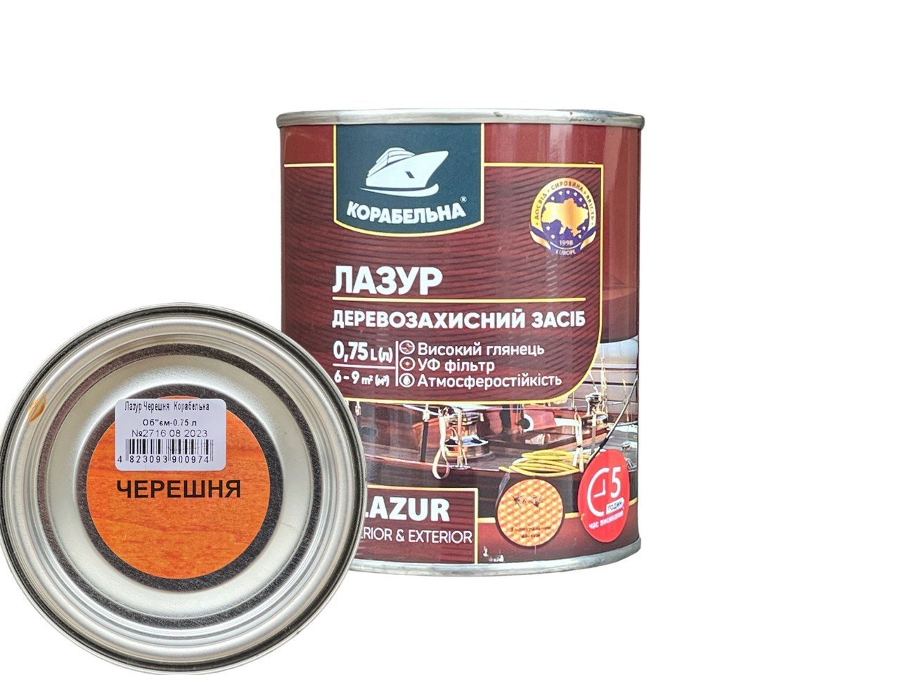 Лазур деревозахисна з УФ-фільтром Корабельна 0,75 л черешня