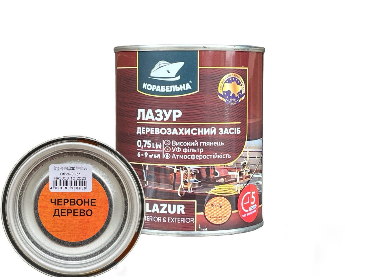 Лазур деревозахисна з УФ-фільтром Корабельна 0,75 л червоне дерево