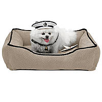 Лежак ліжко для собак та котів EGO Bosyak Soft S 65x55 Бежевий (лежанка для котиків та собак 4-6 кг)