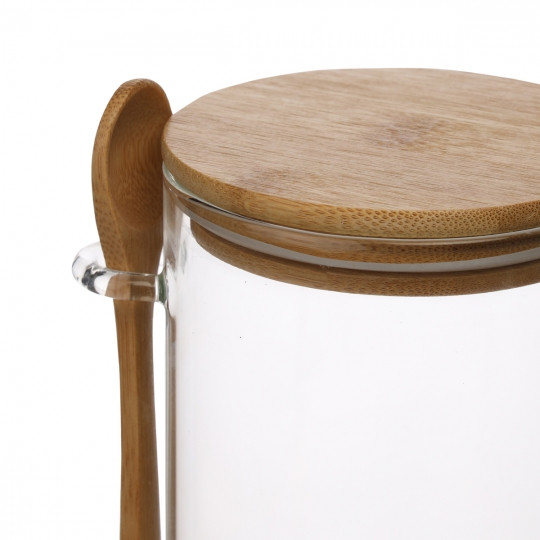Стеклянная банка с бамбуковой крышкой для хранения продуктов Рациональность 10х12 см - фото 2 - id-p2026407037