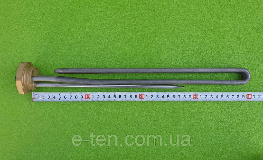 Тен гнутий (нержавійка) 4000W на різьбі 1 1/4" (42мм) / 220V / L довжина = 400мм  (KAWAI)