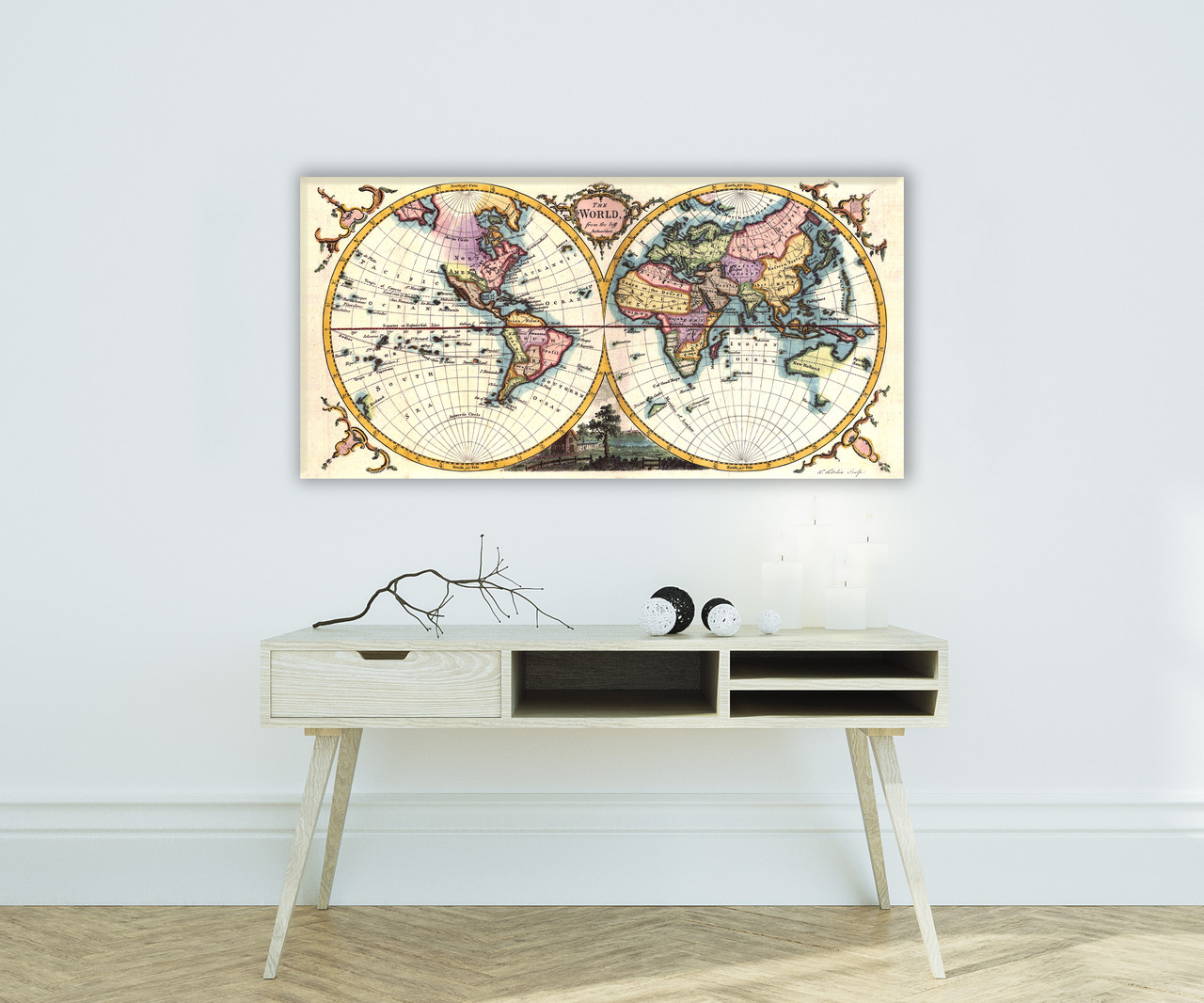 Стильна картина в офіс антична карту світу. Стильний подарунок з будь-якого приводу., фото 1