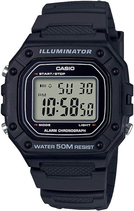 Годинник спортивний Casio W-218H-1AV оригінальний годинник, чорний годинник, касіо спорт, з підсвіткою
