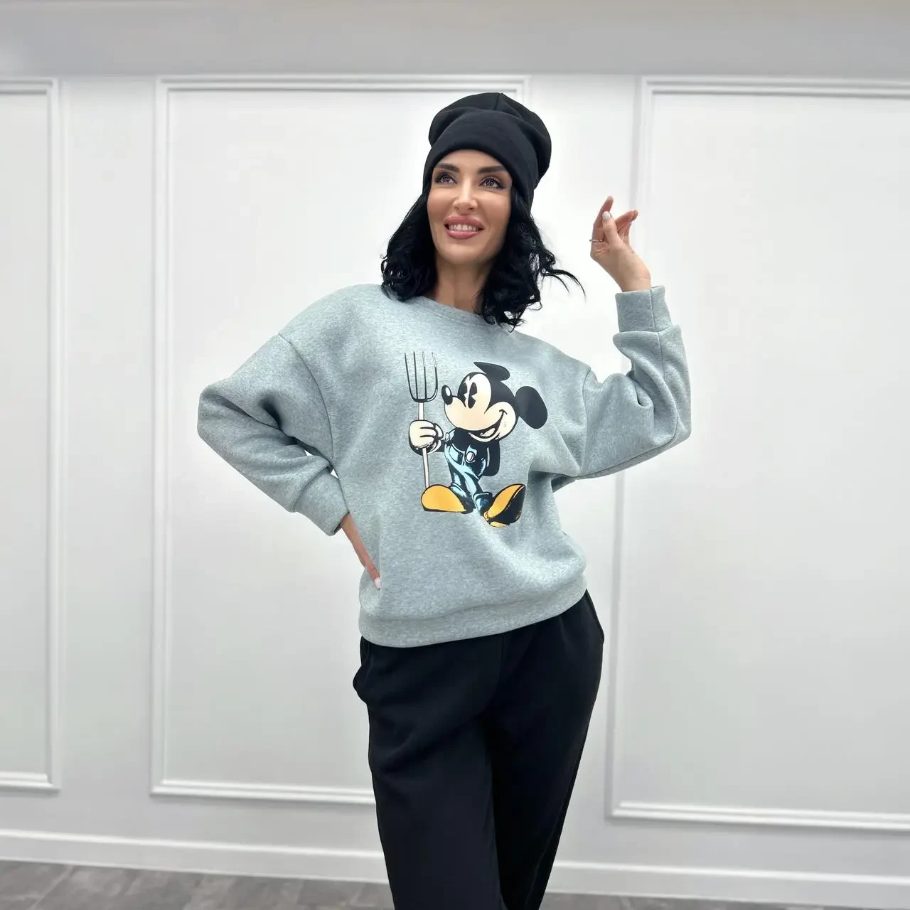 Теплий спортивний костюм на флісі штани, худі + шапка