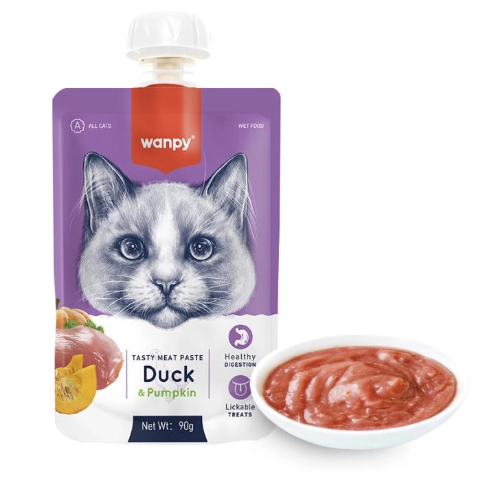 Рідкі ласощі для котів Wanpy (Ванпі) Duck & Pumkin крем-суп з качкою та гарбузом 90 г, фото 1