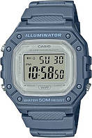 Часы спортивные женские Casio W-218HC-2A летние голубые, часы с подсветкой, часы касио с будильником