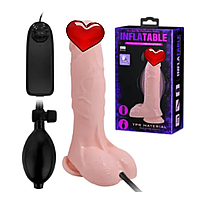 Реалістичний Фаллоїмітатор із вібрацією на присоску та грушею для підкачування 18,8 см*4,3см
