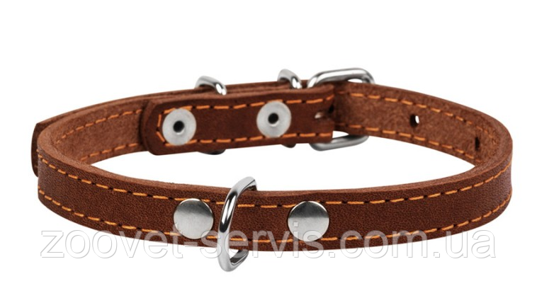 Нашийник шкіряний для цуценят і малих порід собак CoLLaR коричневий одинарний (ширина 14мм довжина 27-35см) 00036