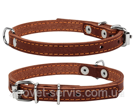 Нашийник шкіряний для цуценят і малих порід собак CoLLaR коричневий одинарний (ширина 14мм довжина 27-35см) 00036, фото 3