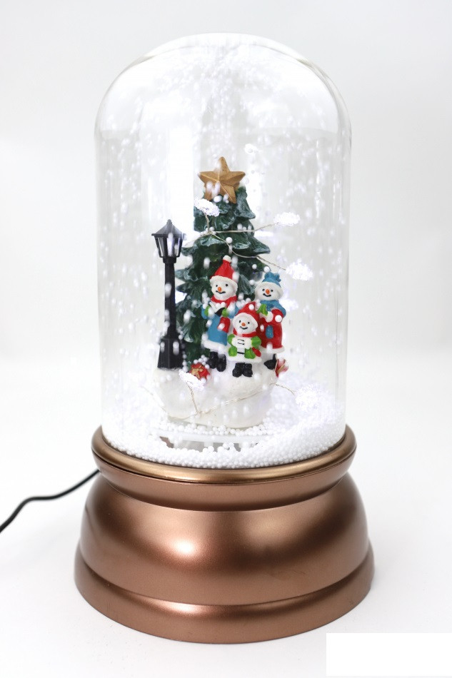 Колба новорічна зі снігом і сніговиками декор до Нового року "SNOWMAN FAMILY"