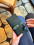 Шкіряний жіночий гаманець з монетницею на блискавці зелений 9х10х2см, фото 8
