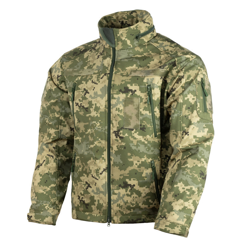 Куртка Vik-Tailor SoftShell с липучками для шевронов ММ-14 пиксель ЗСУ, Вік-Тейлор