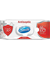 Влажные салфетки Smile Antiseptic с клапаном 120 шт,