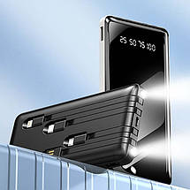 Power bank XIYT YZB0815 10000 mAh + кабель 4в1 USB / Micro / Type-C / Lightning / Ліхтарик Black, фото 4