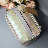 🧡Косметичка органайзер кейс жіночий на блискавці Перламутрова в клітинку Radiant Paris, фото 3