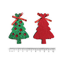 Вирубка з гліттерного фетру НОВОРІЧНА ЯЛИНКА, 7х4.7 см