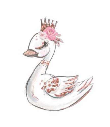 Наклейка для ростової фігури "Лебідь в рожевій короні з квіткою" 80х60 см/інтер'єрна наклейка (без обрізу по контуру)