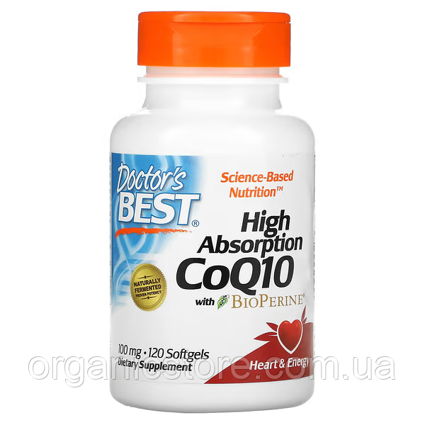 Коензим Q10 Doctor's Best, з високим ступенем всмоктування з BioPerine, 100 мг, 120 капсул
