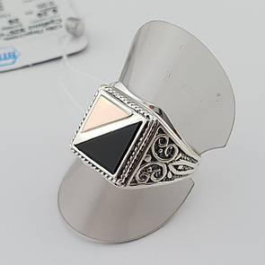 Чоловіча срібна печатка з золотом і оніксом 128з 20.5 розмір