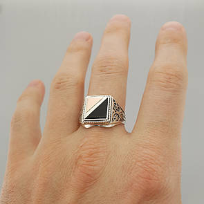 Чоловіча срібна печатка з золотом і оніксом 128з 23 розмір