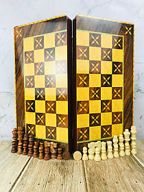 Набір для настільних ігор "Класика 3 в 1": Шахи, Шашки, Нарди, розмір 30х30 см з лакованою обробкою
