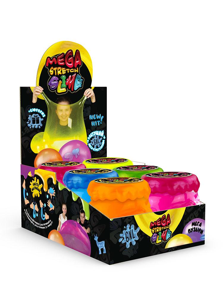 Слайм лизун Mega Stretch Slime 6XL, рус., у банку 11*9 см (6 шт.)