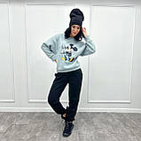 📌 Жіночий Теплий спортивний костюм на флісі, двокольоровий 50-52 р. | Кофта з принтом Міккі Маус + штани | Батал, фото 3