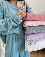 Gv Пижама теплая софт-флис (Голубая) Комфортная женская теплая пижама 42-48 (оверсайз)