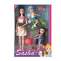 Кукла 2 детей, шарнирные, велосипед, самокат, скейт, микс видов 51833
