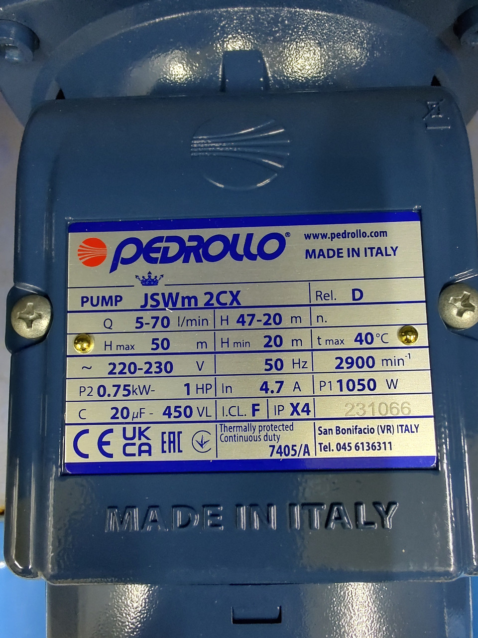 Самовсмоктувальний насос JSWm 2 СX MADE IN ITALY