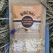 Вівсяні пластівці " холодного плющення" з льоном та   насінням гарбуза.300 грам., фото 2