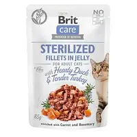 Влажный корм для кошек Brit Care Cat pouch для стерилизованных 85 г (утка и индейка в желе)