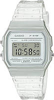 Женские оригинальные часы Casio F-91WS-7CF прозрачный ремешок