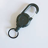 Ретрактор тактичний висувний брелок RETRACTOR з тросиком 65 см чорний, фото 6