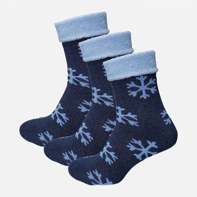 Набір шкарпеток Лана Сніжинка махра 36-40 3 пари Синій/Блакитний, фото 1